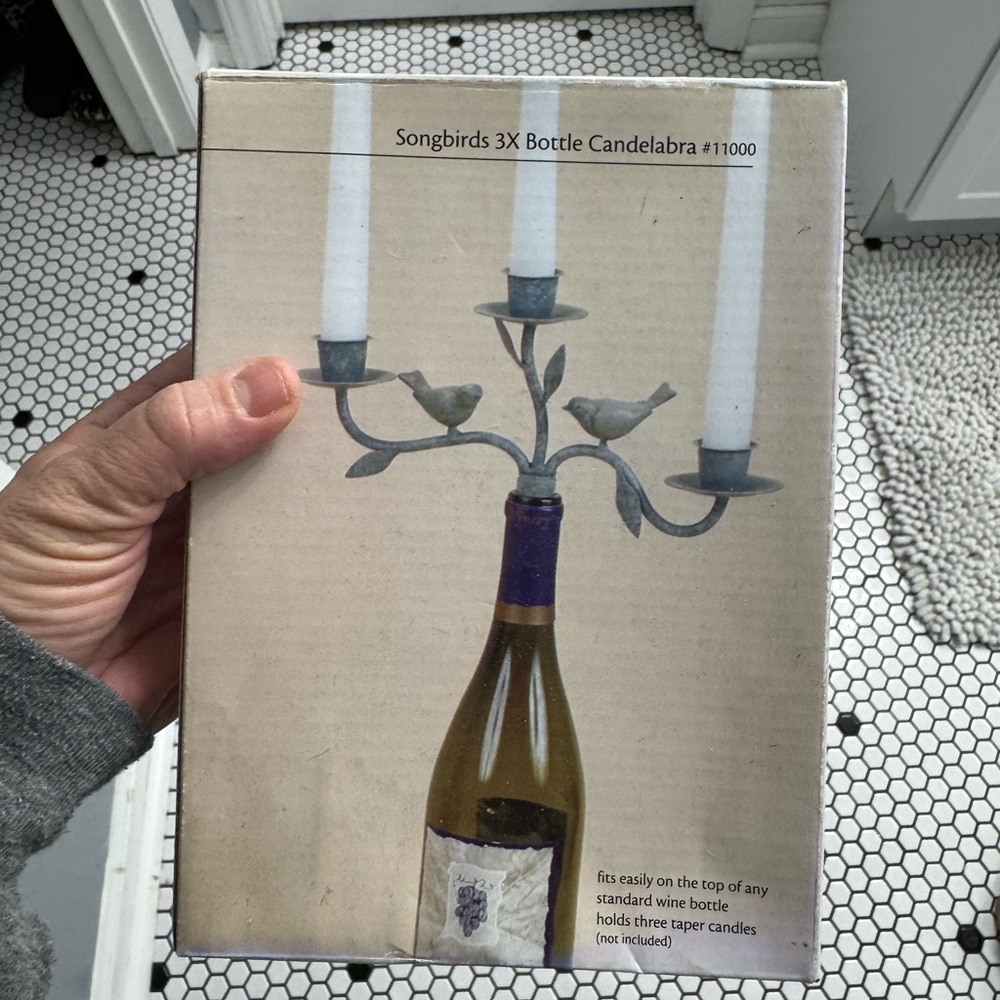 NWT Dennis east international wine bottle candelabra w birds
